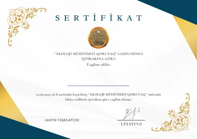 Mən sizin üçün Sertifikat + Təşəkkürnamə dizayn edə bilərəm