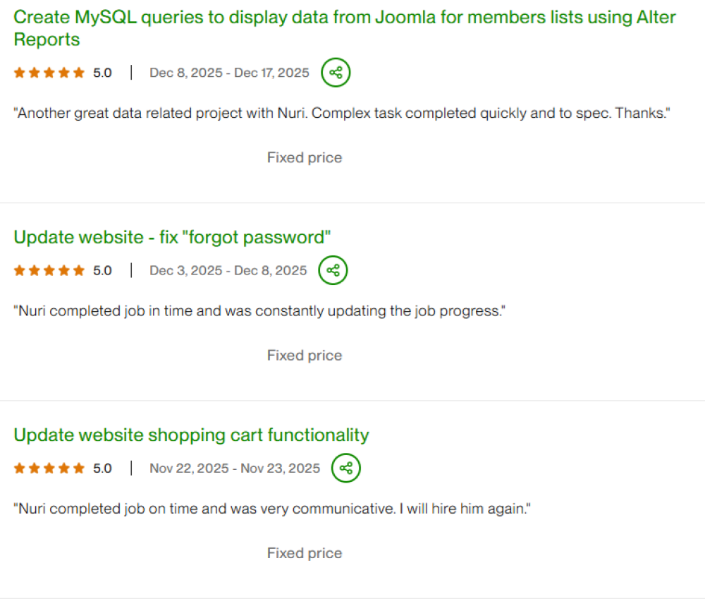 Beynəlxalq müştərilərlə real layihələr – şəxsi portfolyo